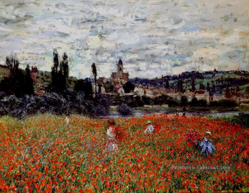 Coquelicots près de Vetheuil Claude Monetcirca Fleurs impressionnistes Peintures à l'huile